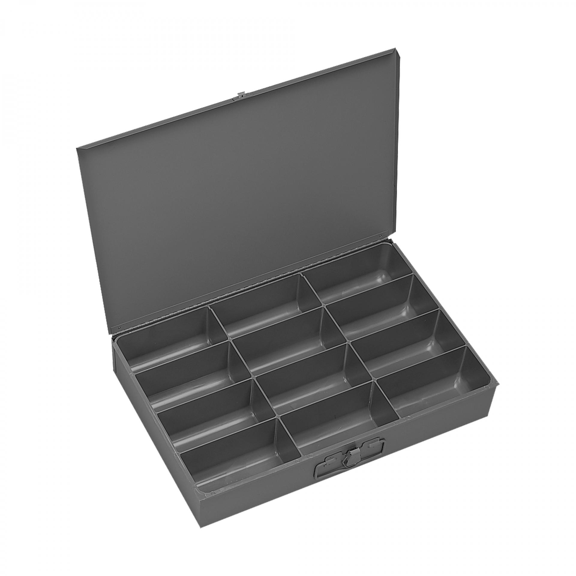 Small Steel Compartment Box, 12 Compartments, Gray